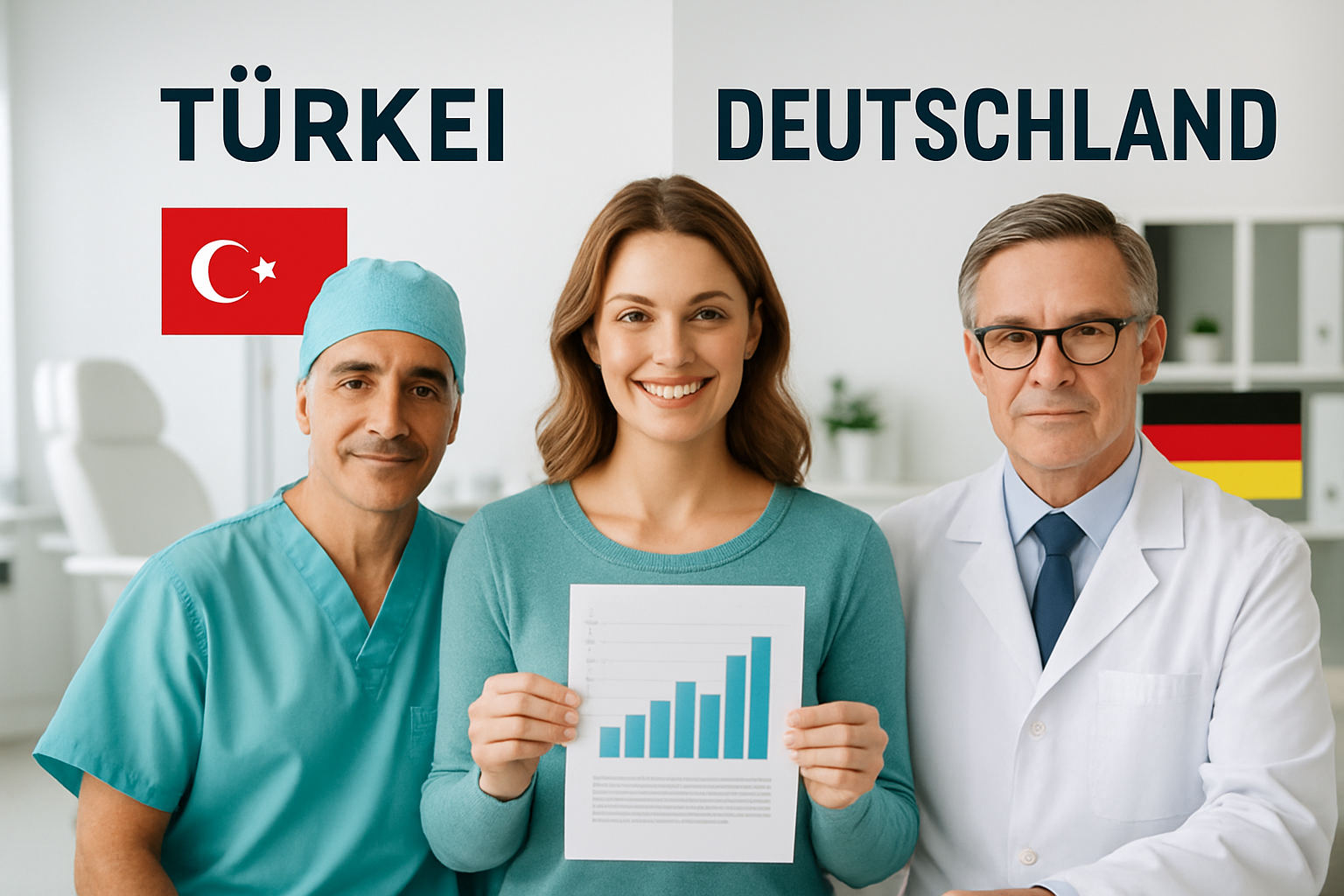 Vergleich zwischen Schönheitsoperationen in der Türkei und Deutschland mit Waage